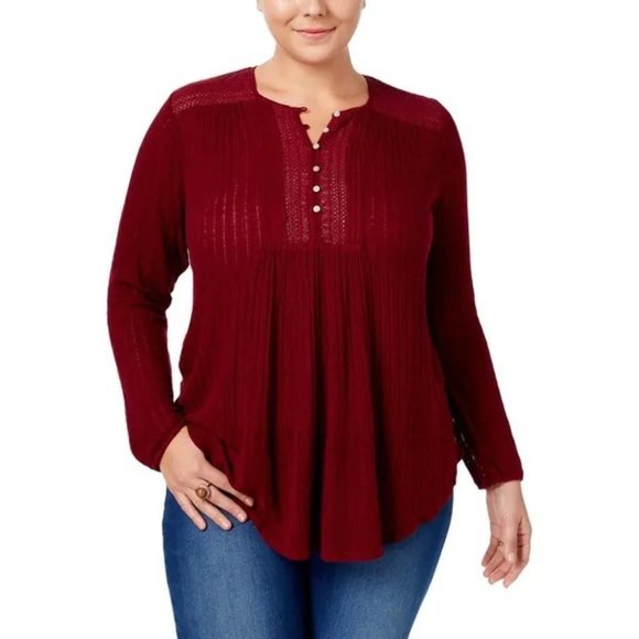 Lucky Brand Ribbed Crochet Detail Long Sleeve Top - Picture 9 of 9